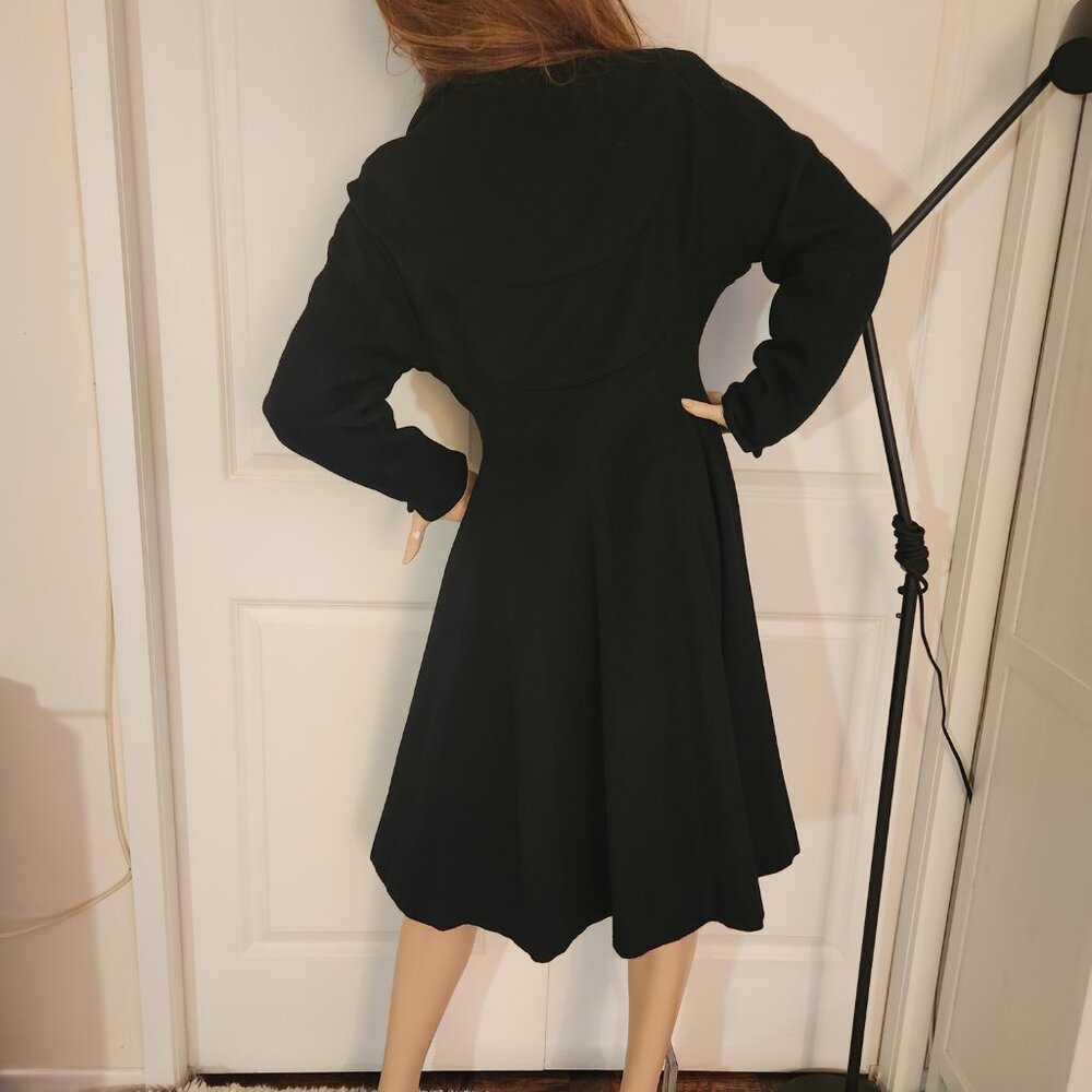 Vintage Princess Black Wool Coat MCM Est Size 2 to 4 Wearable Collectors Item - Picture 8 of 17